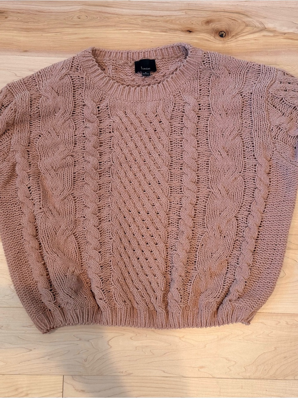 Lumiere Rose Cable Knit Crewneck Sweater - Picture 3 of 9